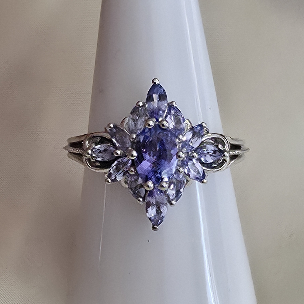 Tanzanite Platinum Over Sterling Silver Ring